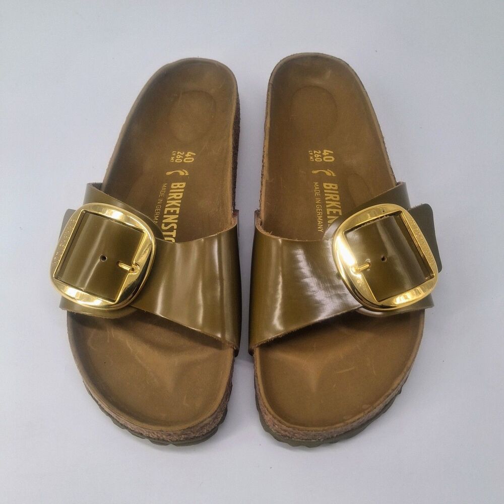 Birkenstock Madrid Big Buckle High Shine Mud Green Patent Leather Size 40 L9 - Picture 2 of 8